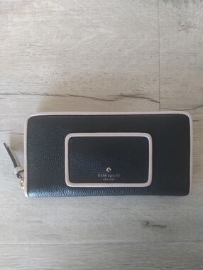 Kate Spade Black Wallet with Blush Pink Trim